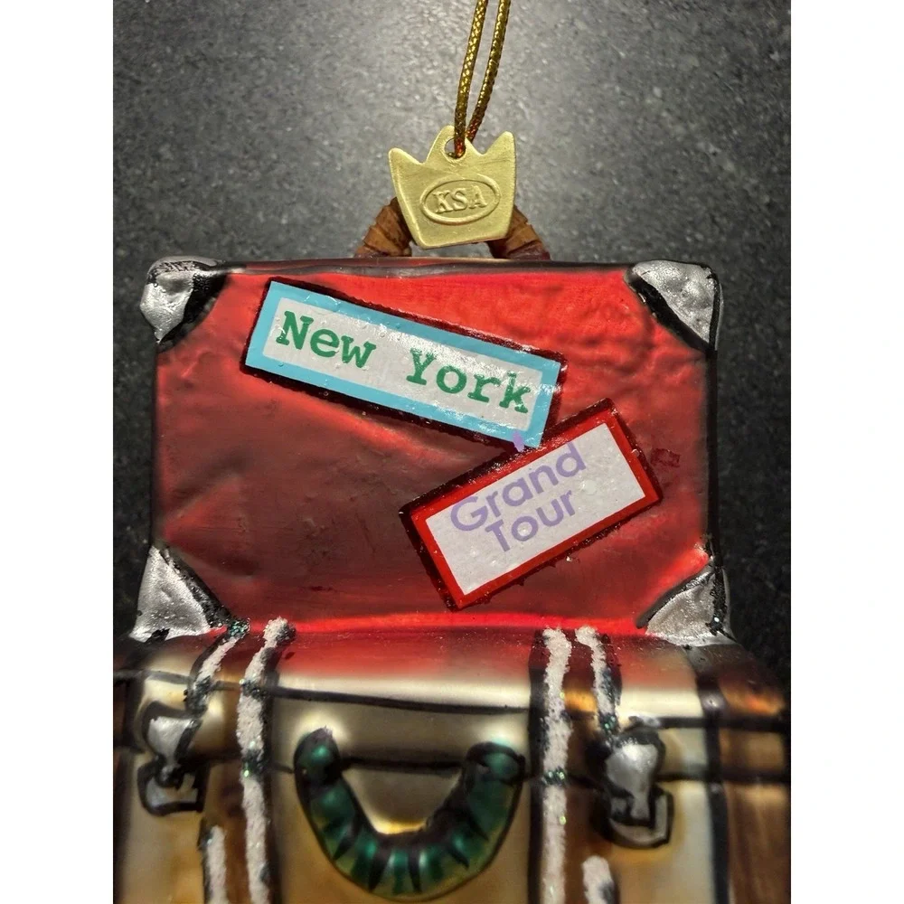 Vintage Kurt S Adler KSA Stacked Travel Luggage Glass Christmas Ornament 4.5